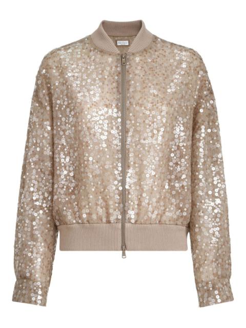 sequin-embroidery bomber jacket