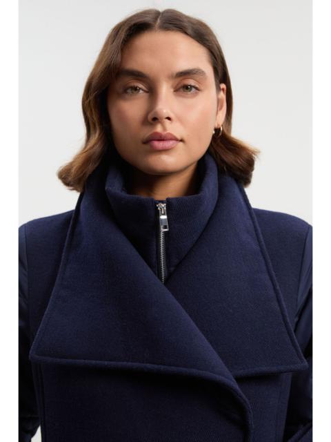 Wool Blend Hybrid Puffer Belted Midi Coat