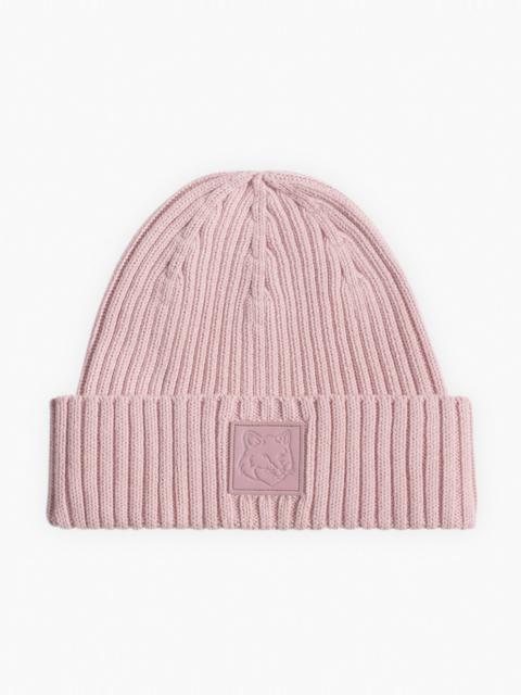 BOLD FOX HEAD LEATHER PATCH BEANIE