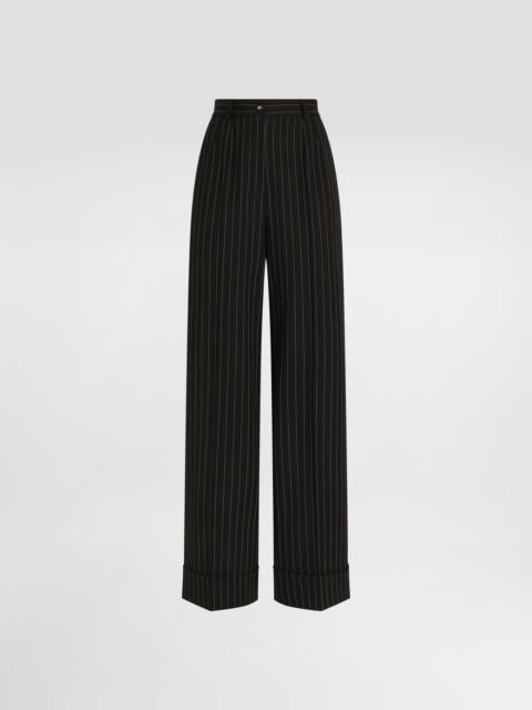 Pinstripe bi-stretch wool trousers