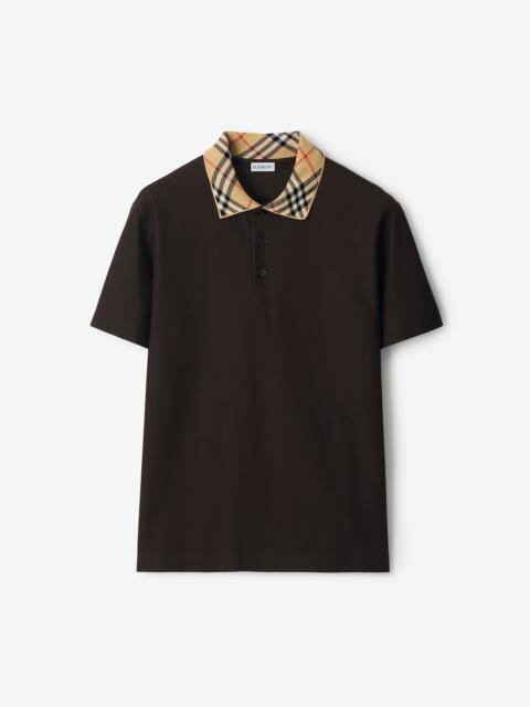 Check Collar Cotton Polo Shirt