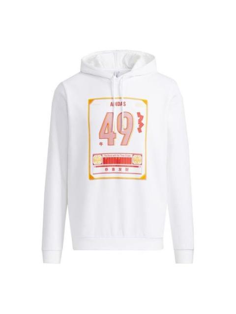 adidas neo M Ssfv1 1 Casual Sports hooded Printing Pullover White H52976