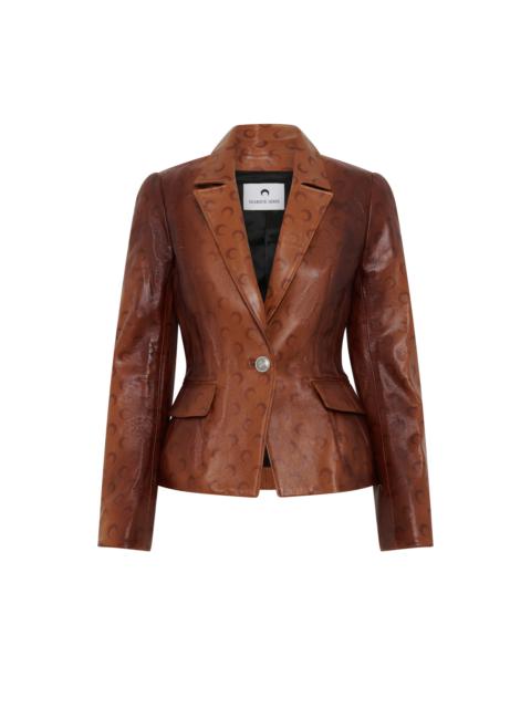 Moon Airbrushed Leather Fitted Jacket