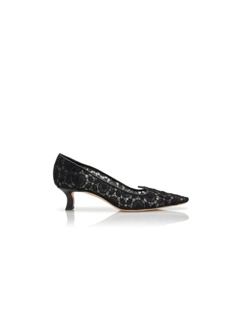 Black Lace Pointed Toe Pumps