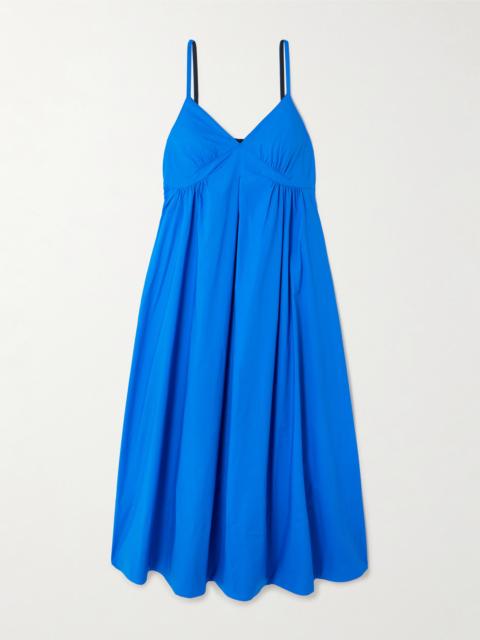 Barker Gathered Cotton-blend Poplin Midi Dress