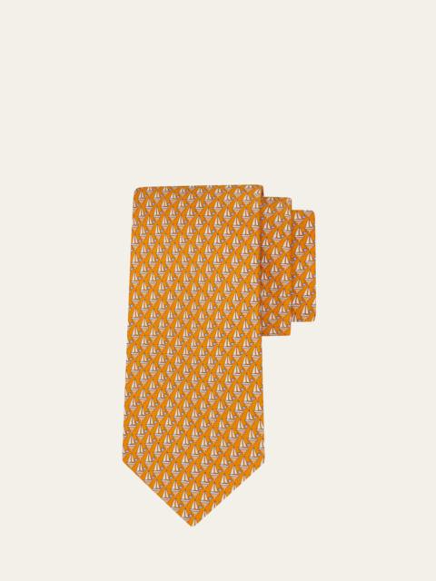 Men's Sailboat Micro-Print Tie