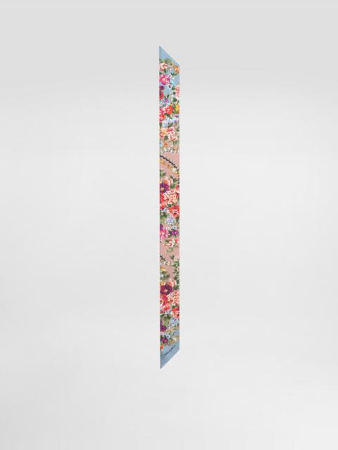 Small flower bouquets-print silk twill bandeau 6x100