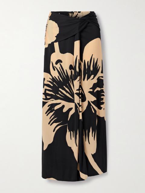 Luminosity Draped Floral-print Stretch-jersey Maxi Skirt