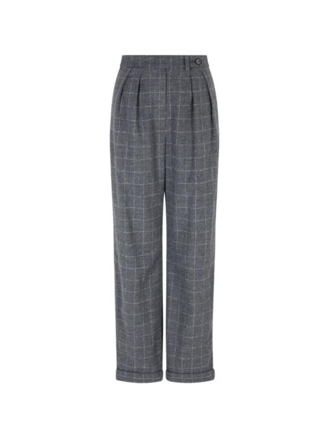 check-motif flannel  trousers