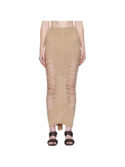 Beige Concordians Calf Dauphine Midi Skirt