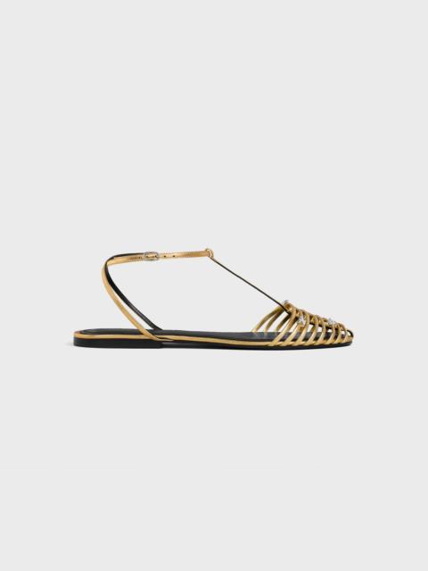 CAGE FLAT SANDAL IN LAMINATED LAMBSKIN