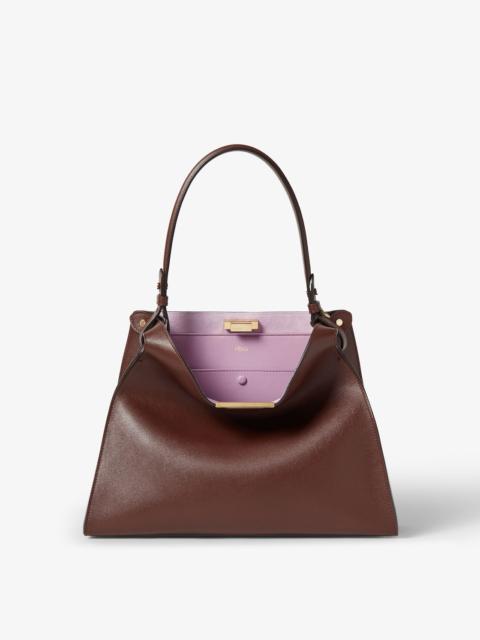 Fendi Way Medium Dark brown leather and violet suede bag