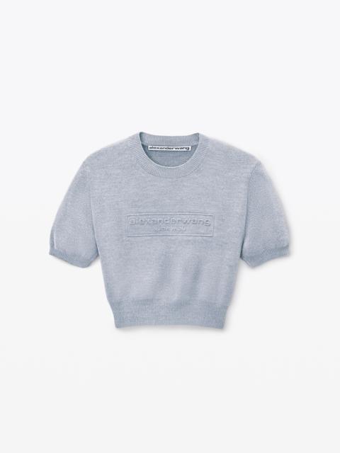 Grey Cotton-Blend Chenille Logo Pullover
