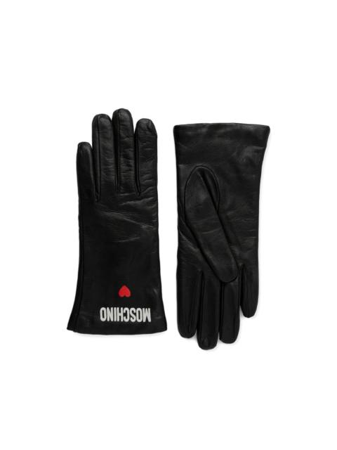 heart-motif logo gloves