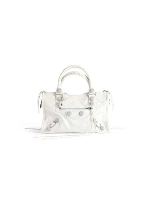 Women's Le City Bag Small Giant Studs With Rhinestones in Optic White