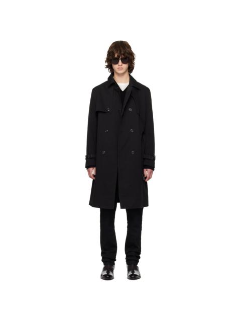 Black Water-Repellent Trench Coat