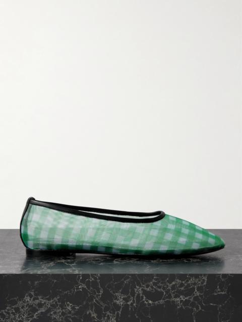 Alba Leather-trimmed Gingham Mesh Ballet Flats