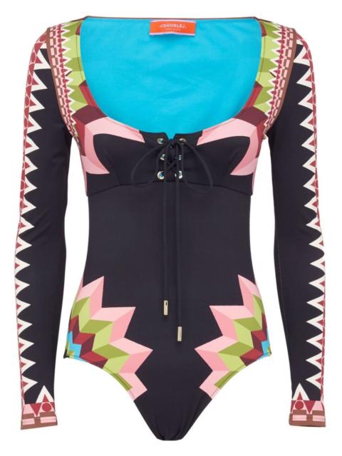 Sunset geometric-print one-piece