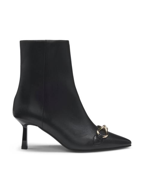 HARDWARE-TRIM ANKLE BOOTS IN FAUX LEATHER