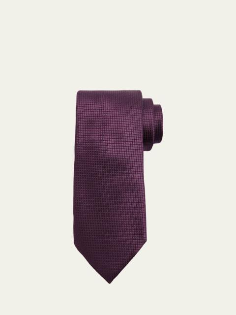Men's Micro-Geometric Jacquard Silk Tie