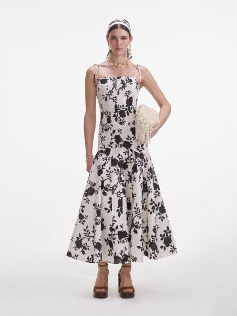 Floral Print Linen Midi Dress