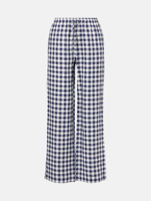 Aurelia gingham linen wide-leg pants