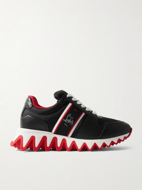 Nastroshark Embroidered Grosgrain-trimmed Leather And Shell Sneakers