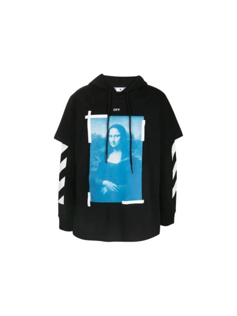 OFF-WHITE Blue Monalisa Double Tee Skate Fit Hoodie Black