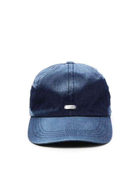 denim-effect metal-detail baseball cap