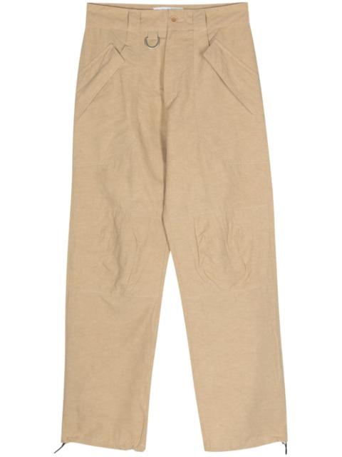 slub-texture straight trousers