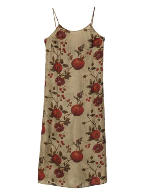 pomegranate-print slip midi dress