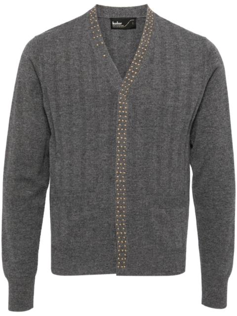 stud-embellishment wool cardigan
