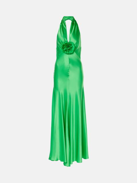 Rose halterneck silk gown