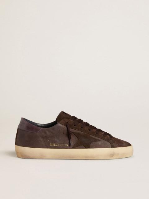 Men's Super-Star LTD in brown nubuck with suede star and purple leather heel tab