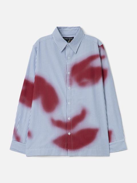 BLURRY FACE AIRBRUSH STRIPED BUTTON UP