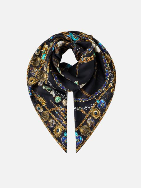 LARGE CRYSTALLED SILK SQUARE SCARF