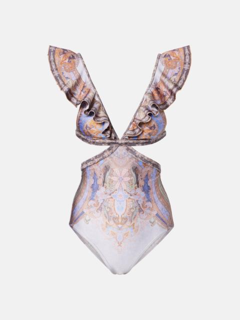Como cutout printed swimsuit