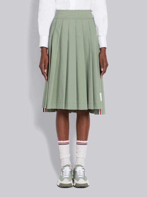 Ripstop Lace Up Pleated Knee Length Skirt