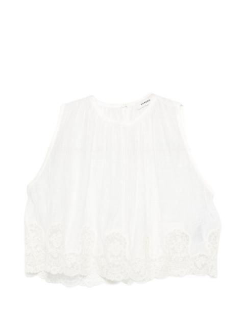 lace-hem blouse