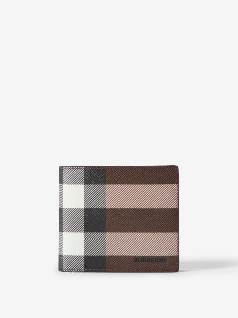 Exaggerated Check and Leather Bifold Wallet