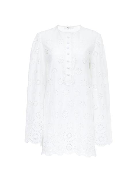 LONG-SLEEVE MINI DRESS IN COTTON VOILE