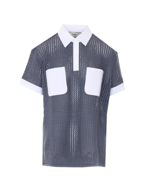 open-knit polo top