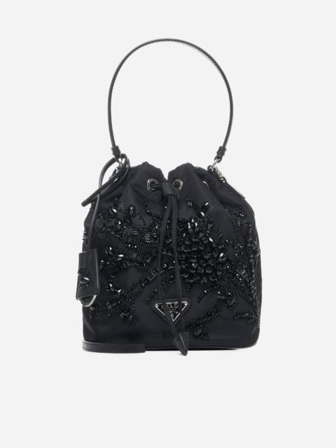 Crystals Re-nylon mini bucket bag