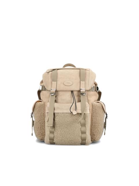 shearling trim backpack