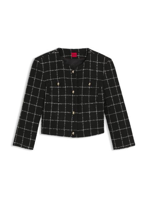 REGULAR-FIT BLAZER IN CHECKED BOUCLÉ
