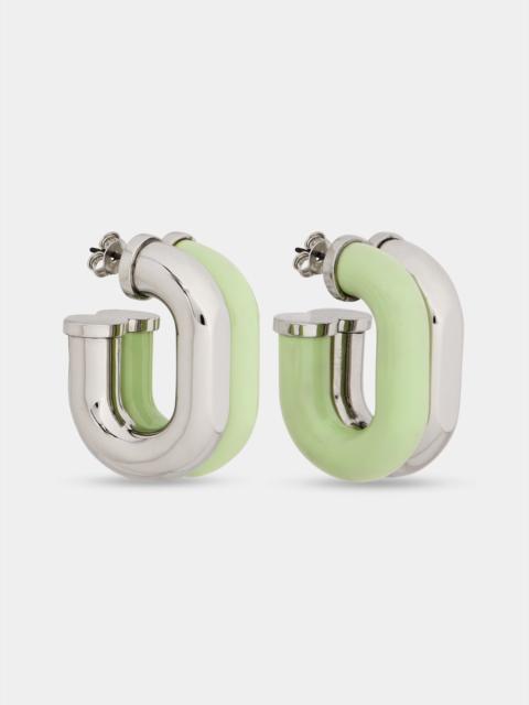 EARRINGS XL LINK IN BICOLOR SILVER AND GREEN