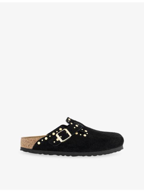 Boston Stud-Embellished Suede Clogs