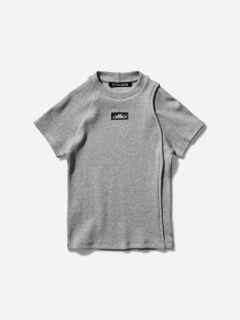 Women's Decontructed Rib T-Shirt Silver Melange