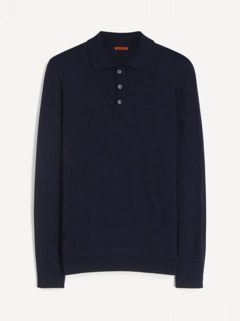 Navy Pevaron Merino Wool Polo