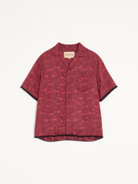 VALENTINO VISCOSE BOWLING SHIRT WITH CHERRYFIC JACQUARD PATTERN